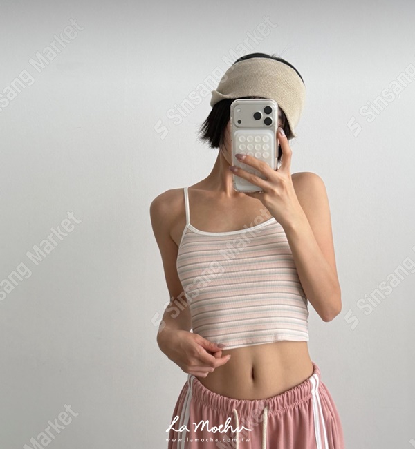 細肩條紋短版BRA背心